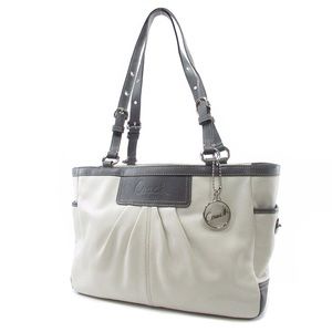 Coach white & grey leather summer tote
